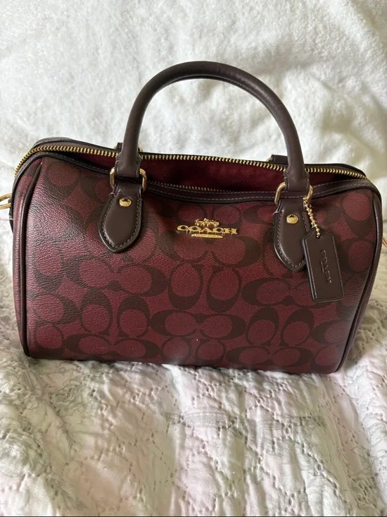 COACH Burgundy Logo Satchel with Gold Hardware - Picture 5 of 5